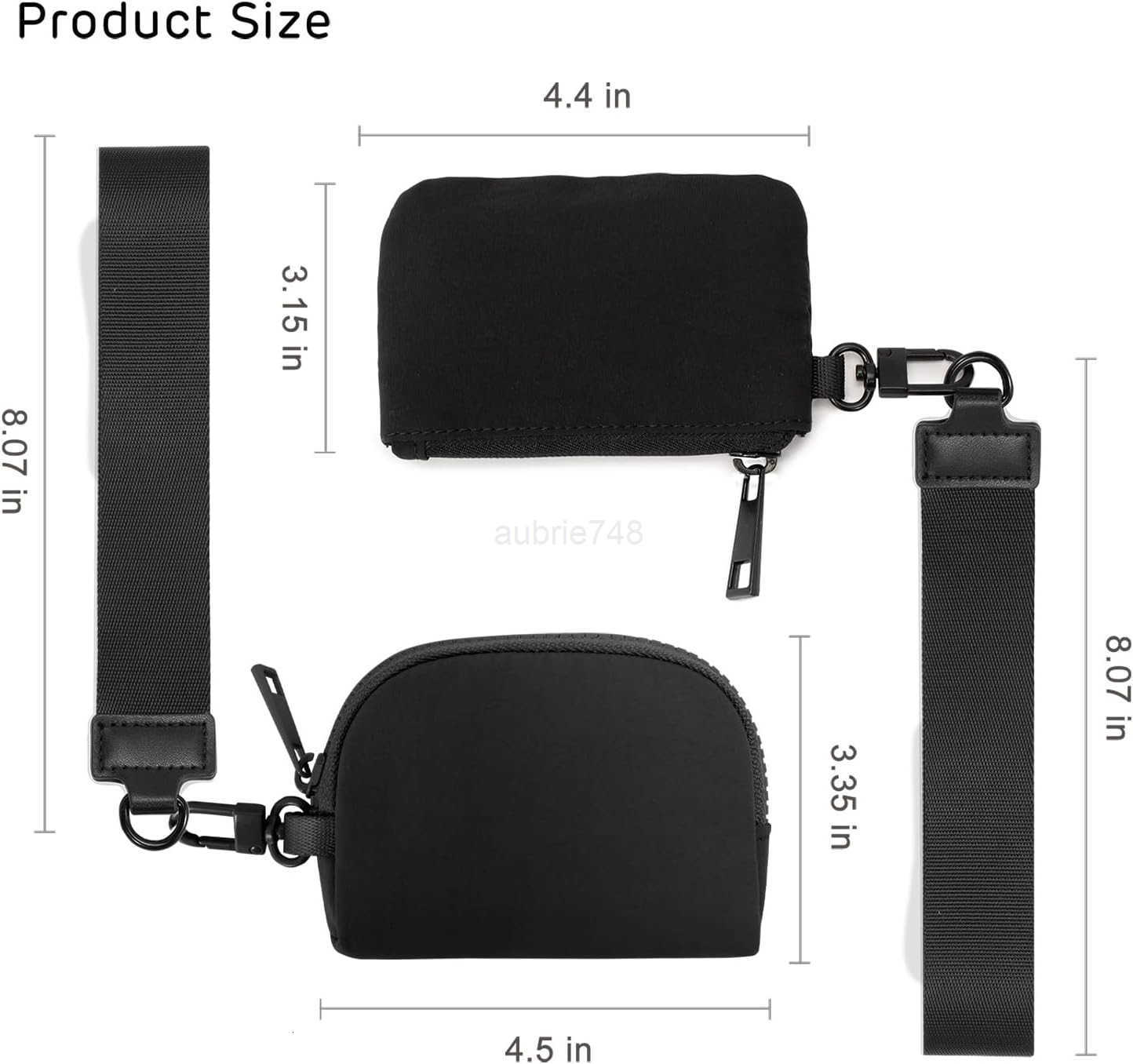 Mini Zip Around Keychain Wristlet Wallets Small Portable Dual Pounch Wristlet Detachable Coin Purse Pocket Gifts for Women Travel Sports Outdoors Blac