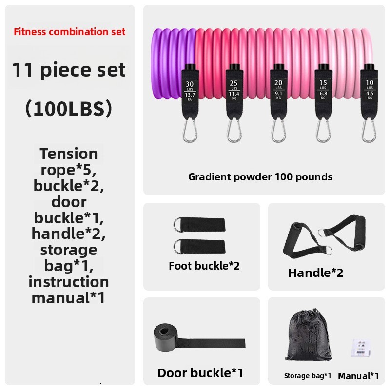 11-Piece Fiess Band Set Yoga Resistance Bands for Men Home Use Training Rope