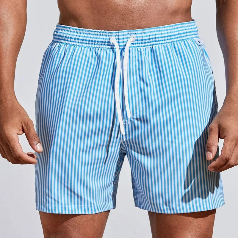 Simple Vertical Stripes Pattern Short Pants For Men Summer Casual Daily Wear 3D Printed Beach Shorts Loose Vacation Swim Trunks250902