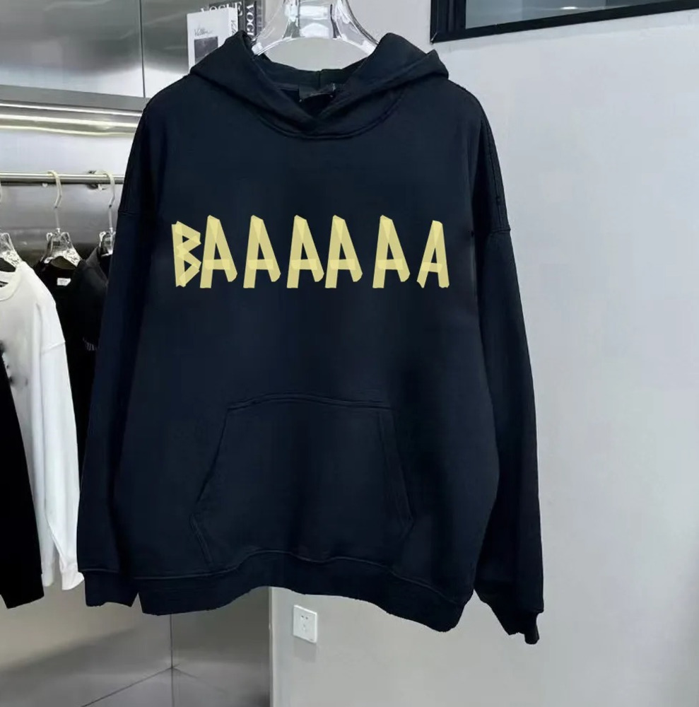 Designer Balenciaagas Mens and Womens Hoodies Sweatshirts Designer Mens Hooded of Autumn and Winter Lattice Hoodie Loose Pullover Long