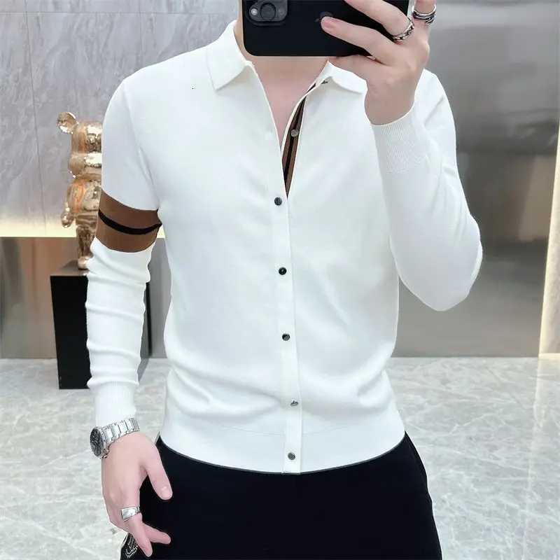 Spring Fashion New Luxury Men Shirts England Style Long Sleeve Slim Casual Business Contrast Color Inglebreasted Allmatch Tops X250903