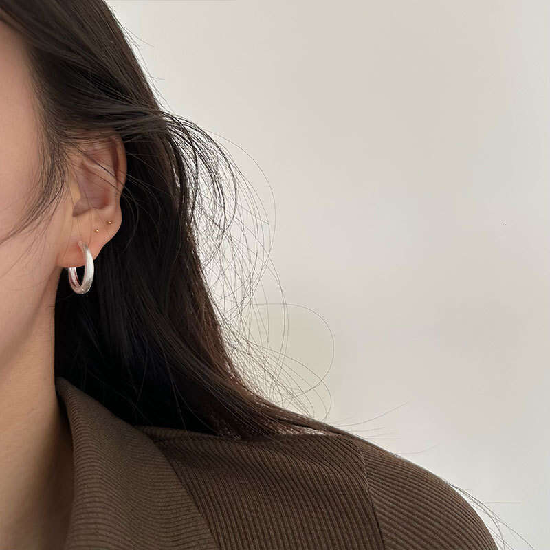 DHpet 2025 Matte Ear Cuffs, Bright Silver Sandblasted Hoops, Basic Versatile Earrings, Weiwan E8513 (Chic Sweet Style)