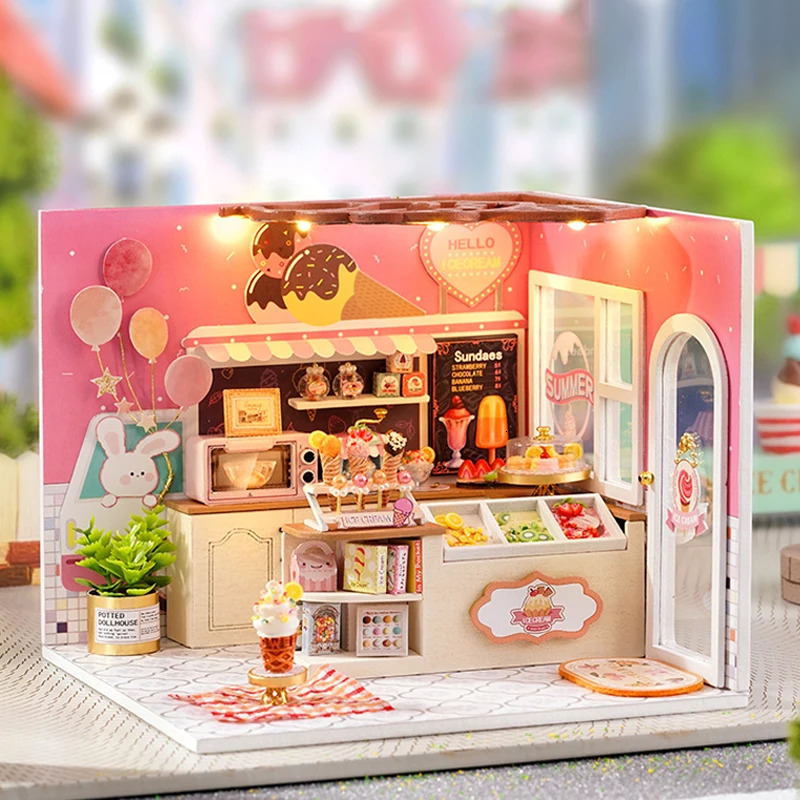 DIY Dollhouses Kit With Furniture Small House Scene Model Miniature Doll House Wooden Assembly Model Toy For Kid Birthday Gifts 250902
