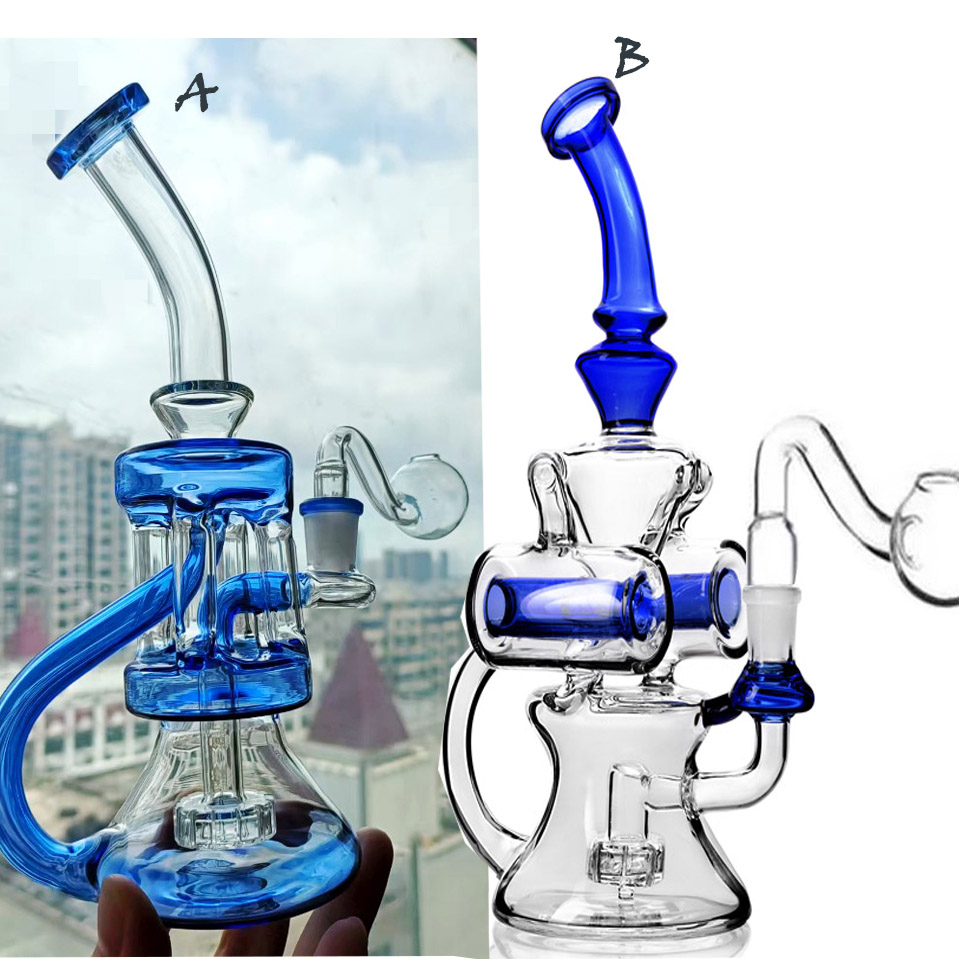 Matrix Perc Galss Hookahs Bongs Water Pipes Blue Bubbler Stereo Glasses Smoking Recycler Dab Rigs Water Bongs with 14mm joint