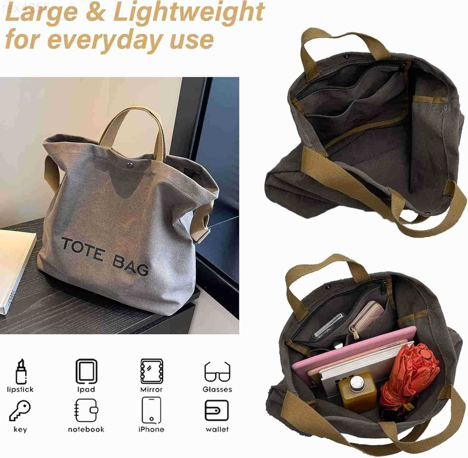 Women Canvas Tote Bag Travel Shoulder Bag Large Capacity Crossbody Top Handle Fashion HandbagsW250903