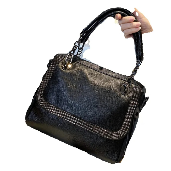 Women s Shoulder Bag New Inlaid Diamond Women s Handbag Leather Fashion Simple Leisure Large Capacity Women s Crossbody Bag Autumn New Designer Bag