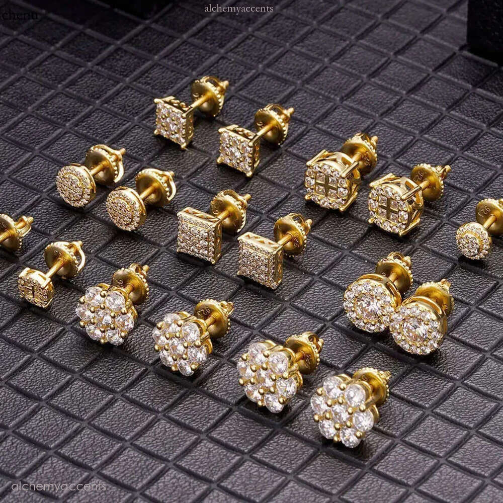 2025 Designer Top Men's 10k Plated Sier Pin VVS Moissanite Real Gold Earrings Jewelry Fashion Gifts