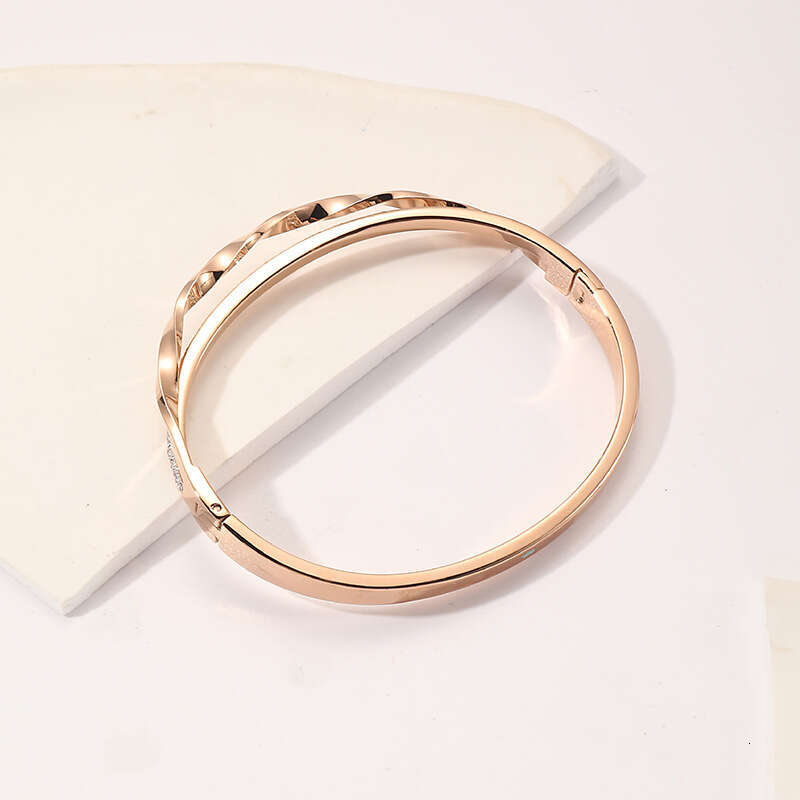 DHpet 2025 New Titanium Steel Cross Bracelet - 18K Rose Gold Plated, Crystal Inlaid, Floral Elements, Valentine's Gift, Sweet Tea Jewelry for Wom