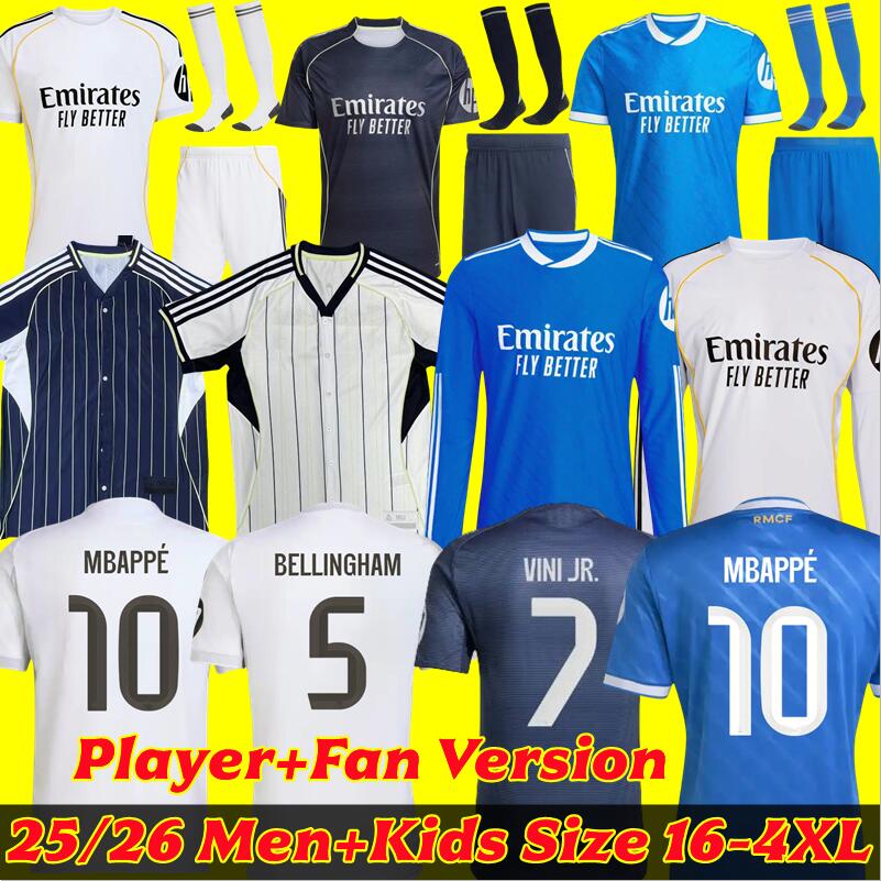 MBAPPE BELGHAM 25 26 Soccer Jersey VINI JR RODRYGO VAERDE fans Player version Football Shirt Reals Kids Kit Madrides MODRIC CINGA ARDA GULER COURTOIS men 16-4XL 999