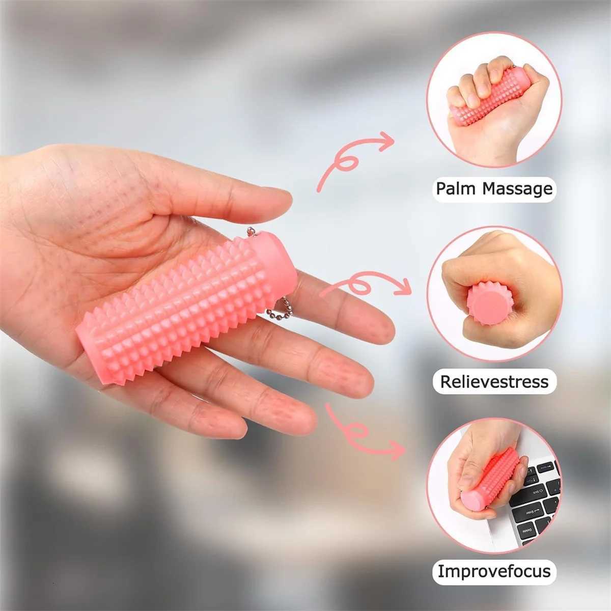 Pain Stim Fidget Toys Reduce Stress Roller for Adults Spiky Fidget Keychain for Anxiety Sensory Toys Novelty Gifts for Friends W250903