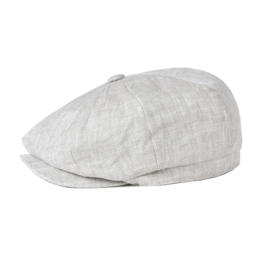 BOTVELA Herringbone Linen sboy Cap Men Summer Women Bakerboy Caps Breathable Flat Hat Apple Beret Hats 007 250903