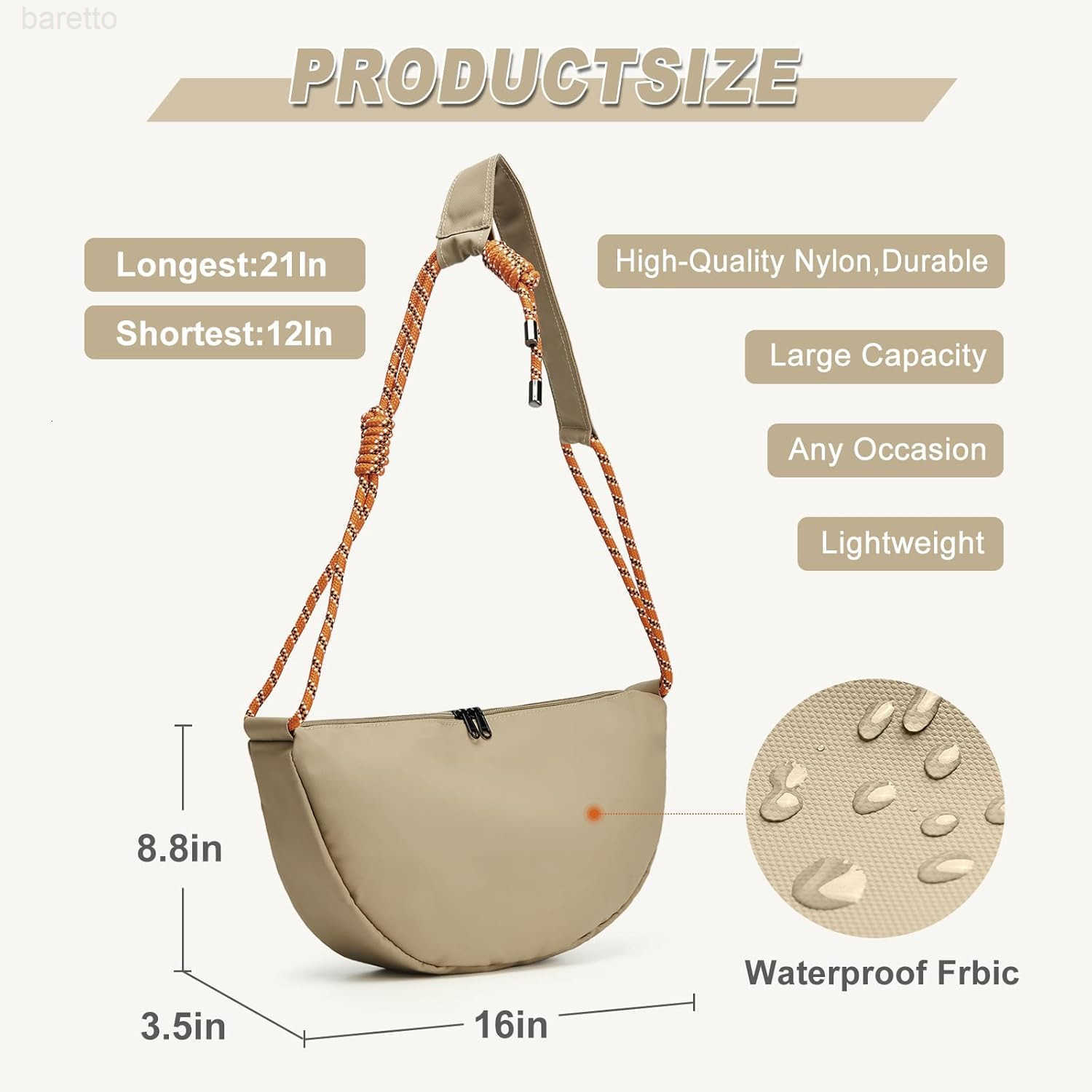 Hobo Crossbody Bag for Women Nylon Crescent Bag Trendy Dumpling Cross Body Bag Half Moon Shoulder Bag M250903