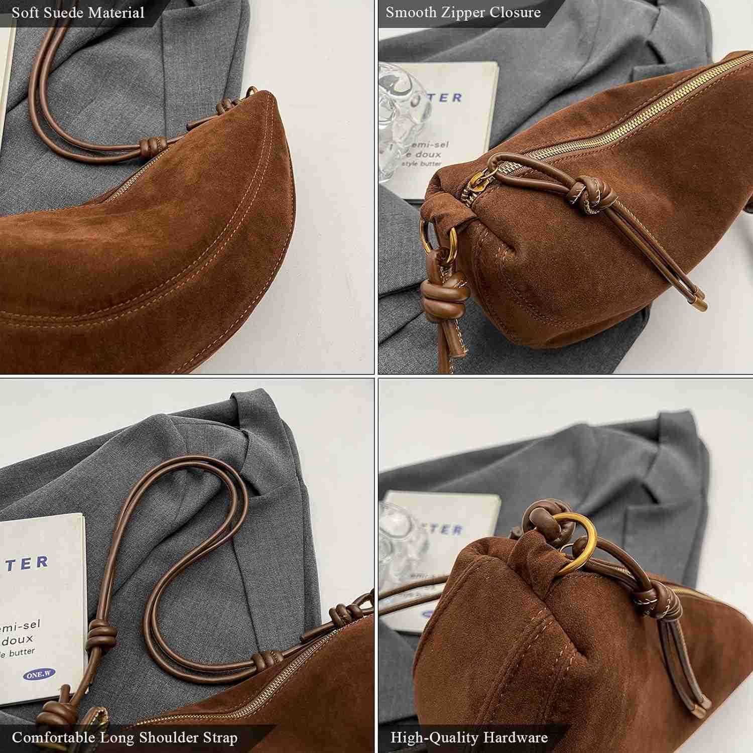 Bags for Women Suede Purses Crescent Bag Crossbody Shoulder Bag Trendy Tote Handbags M250903