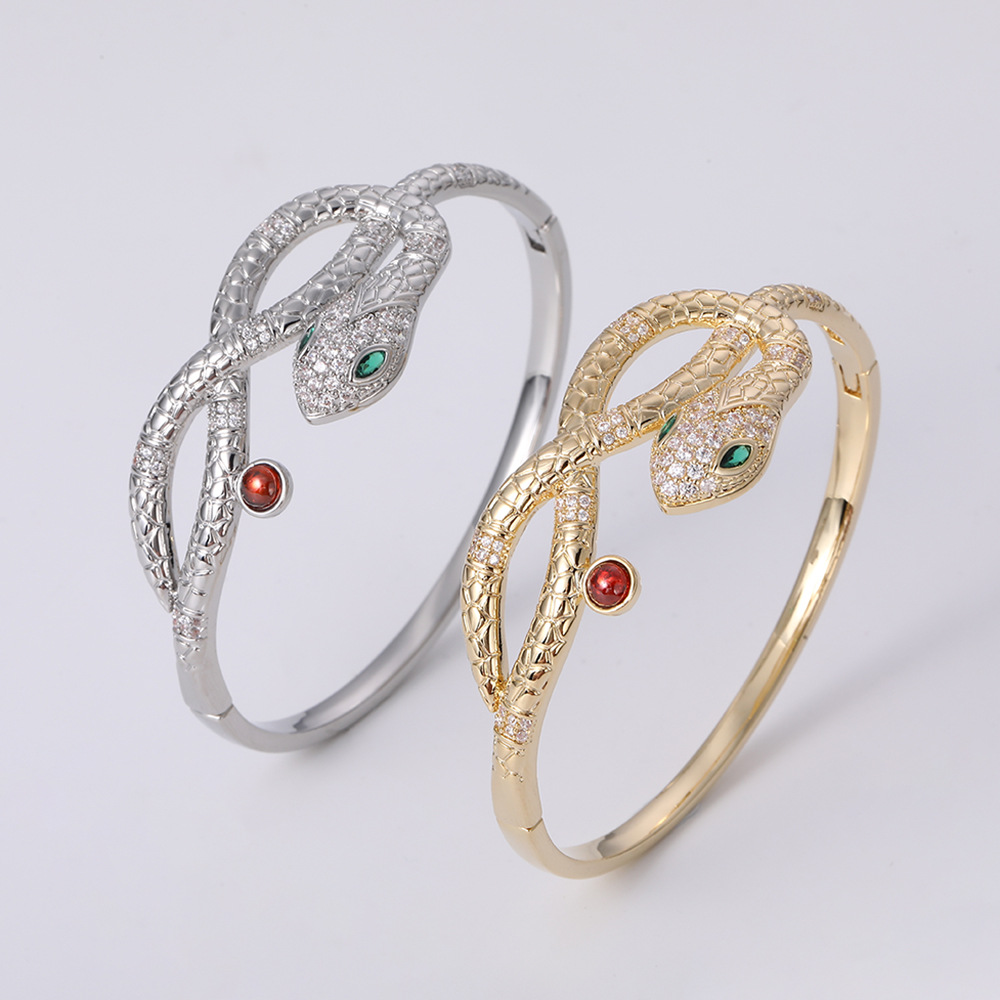 Gold Tone Multi layer circle zircon inlaid personalized fashion cross-border popular handmade snake pattern diamond winding bracelet designer bracelet