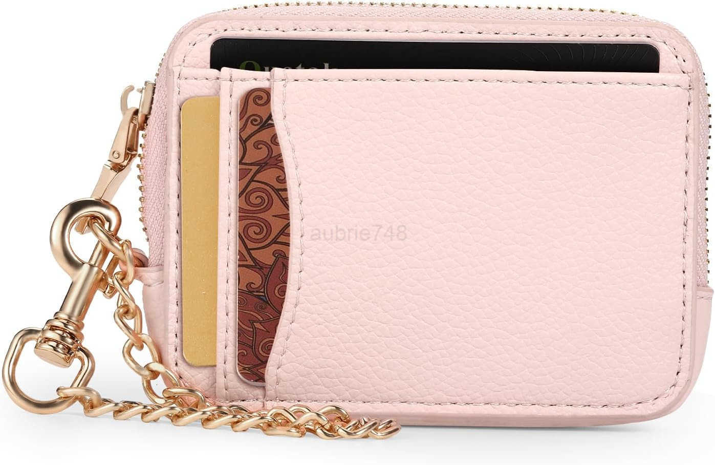 Zip Card Case Keychain Wallet Card Holder Purse Black C260116