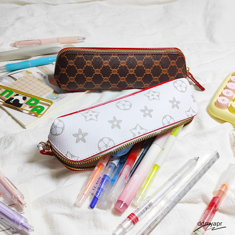 Wholesale Classic Printed Leather Stationery Bag , Student Large-Capacity Pen ddmyaug Case ,Fashionable Patterns