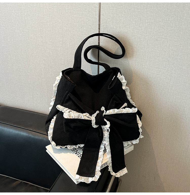 autumn new Korean sweet girl bow casual versatile simple lace handbag niche design atmosphere unique creative armpit women s bag designer shoulder bag