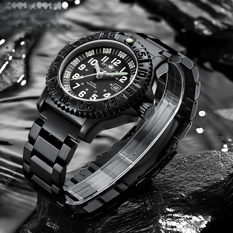 50M Waterproof Men Quartz Wrist Watch Stainless Steel Strap Sport Watch for Men Luminous Hands Date Display reloj hombre