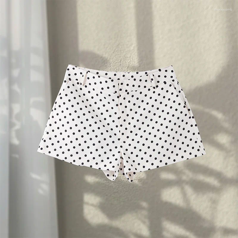Women's Tracksuits Polka Dot Print Shorts Coats Suits Women Loose High Neck Long Sleeves Zipper Drawstring Sets Female 2025 Autumn Chic Set C2603