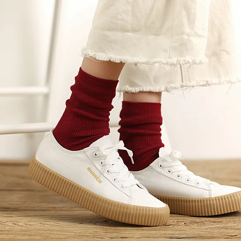 Color Harajuku Retro Women Lady Cotton Loose Socks Winter In Tube Korean Purple Blue Yellow Pink ner Christmas Cute 250903