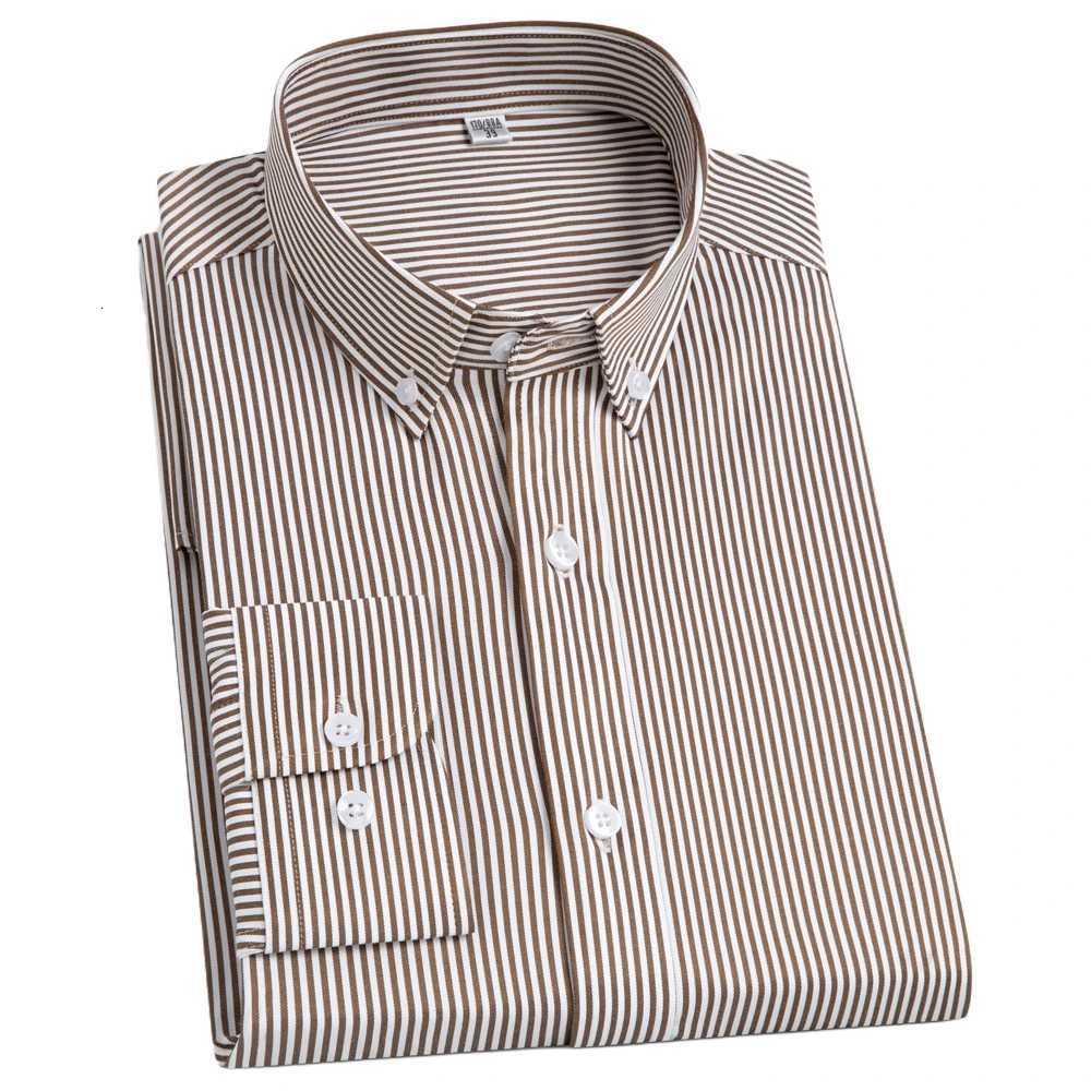 Slight Stretch Mens Color Matching Striped Dress Shirt Formal Breathable Button Down Long Sleeve Shirt For Business Activities X250903