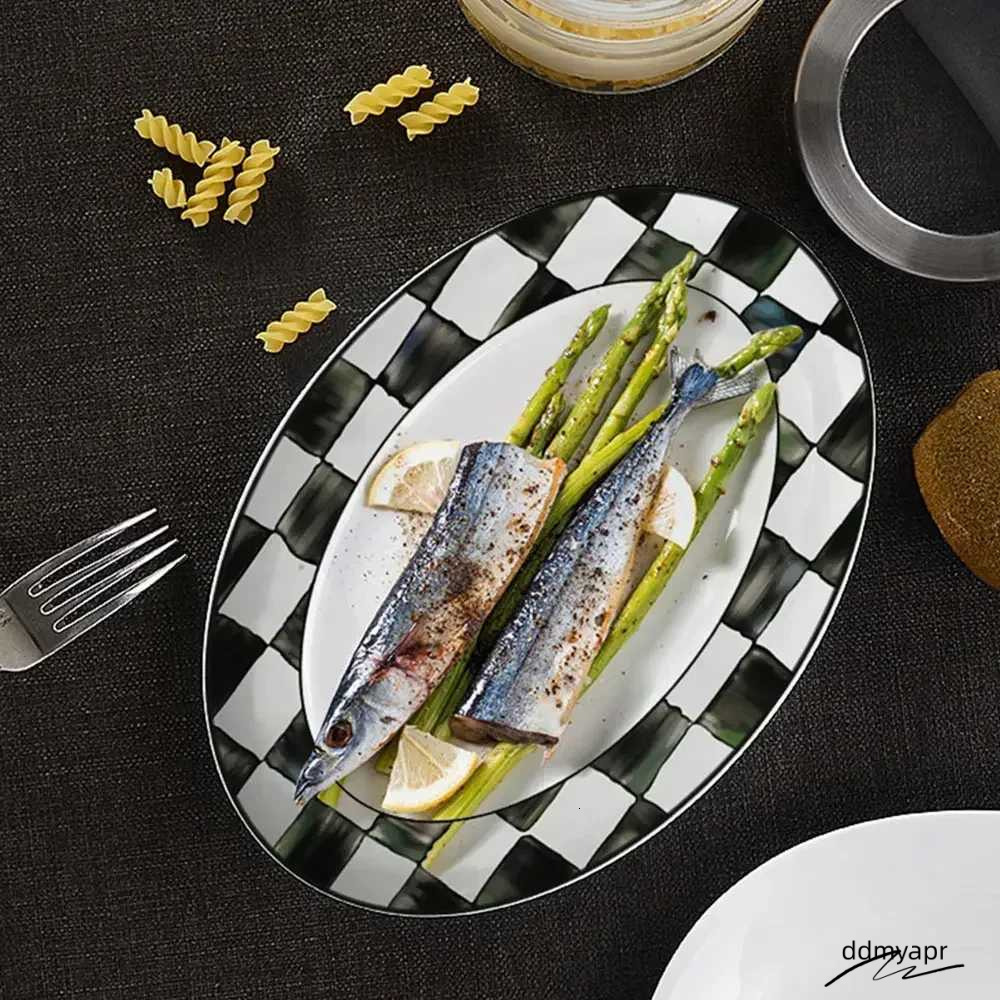 Glass Western Creative Tableware Black And White Wedding ddmyaug Banquet Bone Chinese Flat Ceramic Desktop Floppy Disk X250129