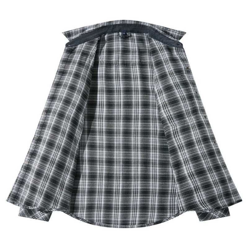 Spring Autumn Mens Plaid Shirts Men Retro Pearl button Long Sleeve Cotton Shirt Mens Windbreaker Flannel Shirt Clothing X250903