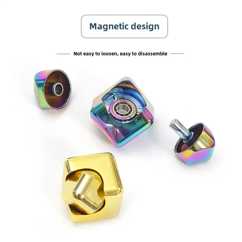 Metal Cube Rotating Fingertip Gyroscope Fidget Anti Stress Toys Adult Office Home Travel Portable Spinner Toys Christmas Gifts 250903