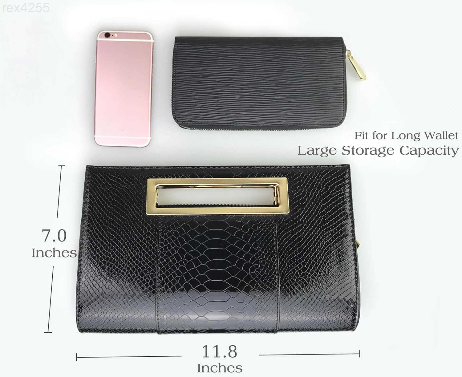 Classic Crocodile Pattern Faux Leather Metal Grip Cut it out Clutch with Shoulder Strap Womens HandbagW250903