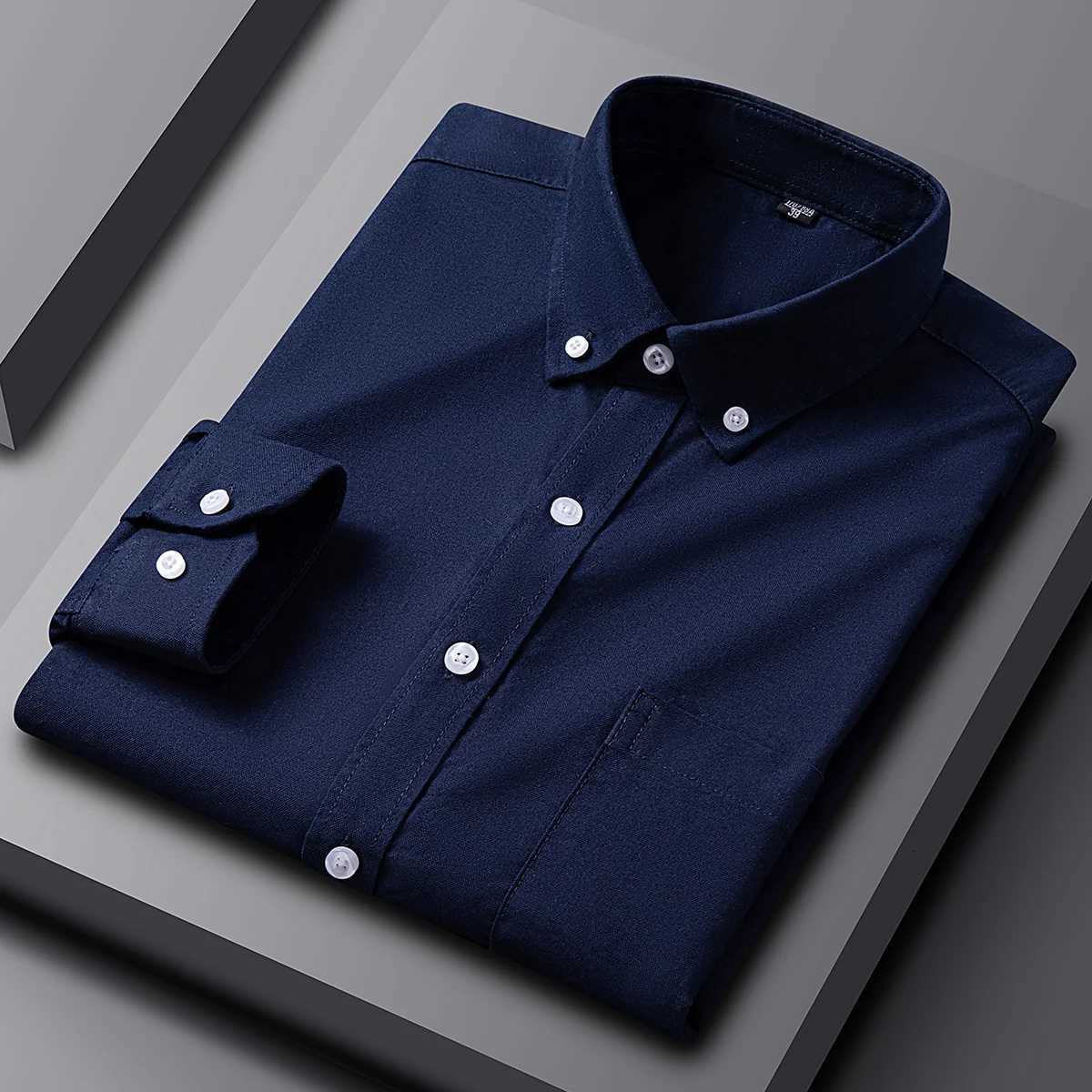 New in shirt 100cotton oxford plaid long sleeve shirts for man slim fit formal plain shirt soft striped casual elegant clothes X250903