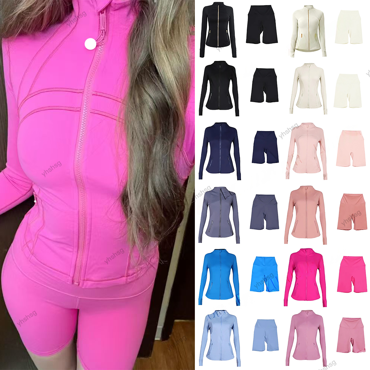 2025 5A Fitness leggings Set jacket set short Yoga Jackets Waist luluity lemones leggings jacket set Zip short pants alosness women clothes