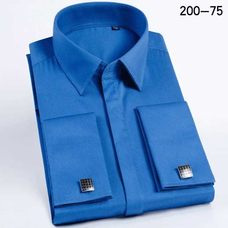 Men French Cufflinks Shirt High Quality Hidden Button Mens Long Sleeve Casual Slim Fit Cuff Dress Shirts Cufflinks Included X250903