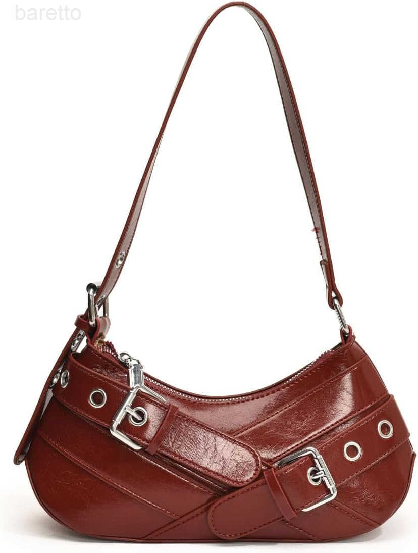 Shoulder Bag for Women Y2k Small Purse Designer Punk Style Hobo Handbags Vegan Leather Trendy Crescent Bags M250903