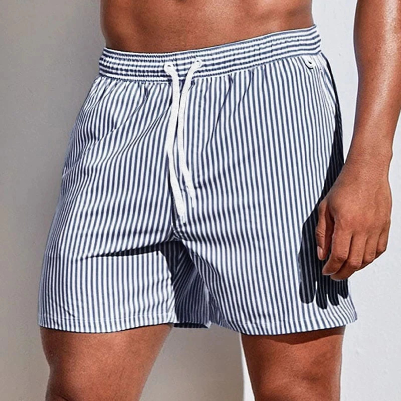 Simple Vertical Stripes Pattern Short Pants For Men Summer Casual Daily Wear 3D Printed Beach Shorts Loose Vacation Swim Trunks250902