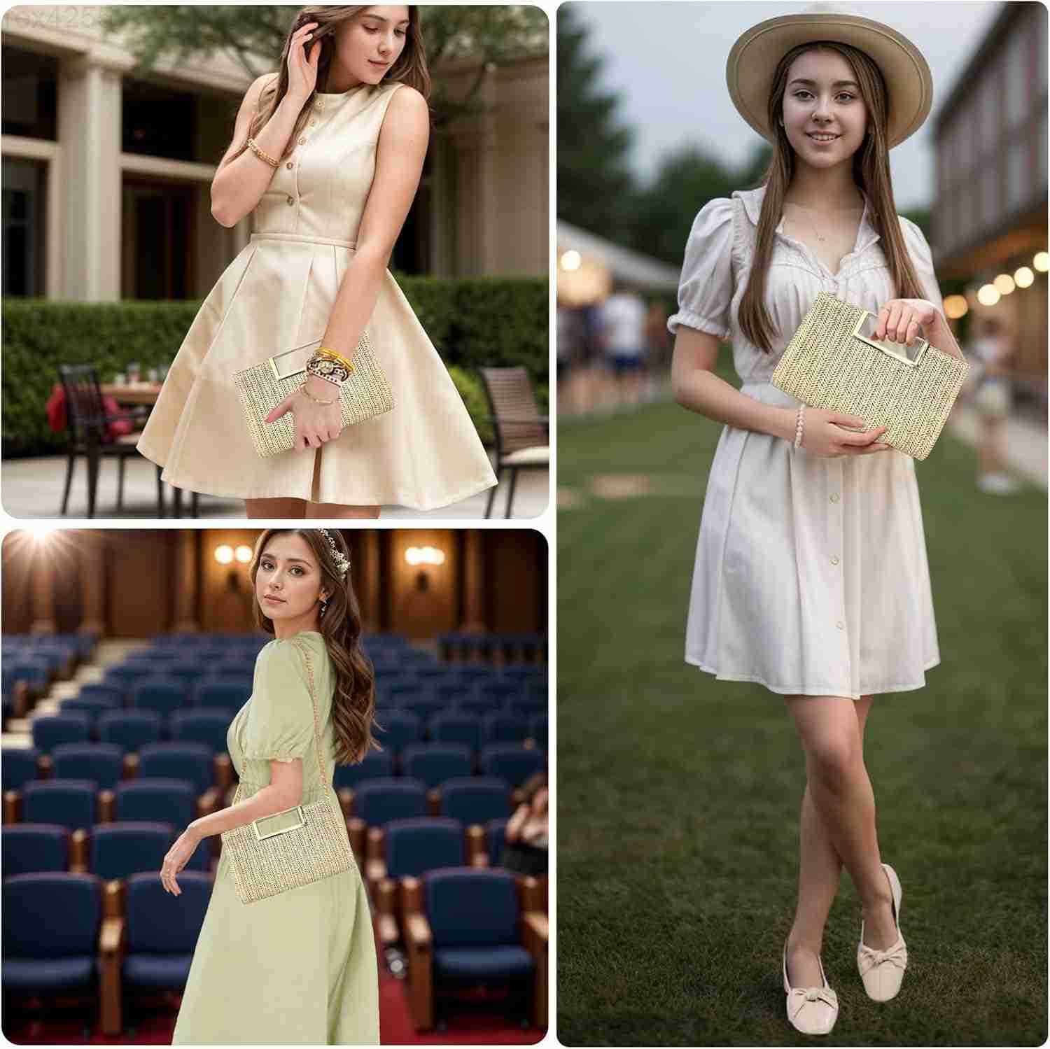 Women Clutch Top Handbags Straw Raffia Bag Purse Woven Tote CrossBag for Women Beach Summer TravelW250903