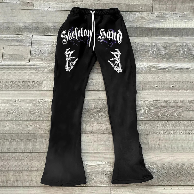 Y2k Flared Pants Hip Hop Men Loose 3D Print Trousers Casual Sweatpants Mid Waist Sporty Female Streetwear Vintage Flared Pants 250902