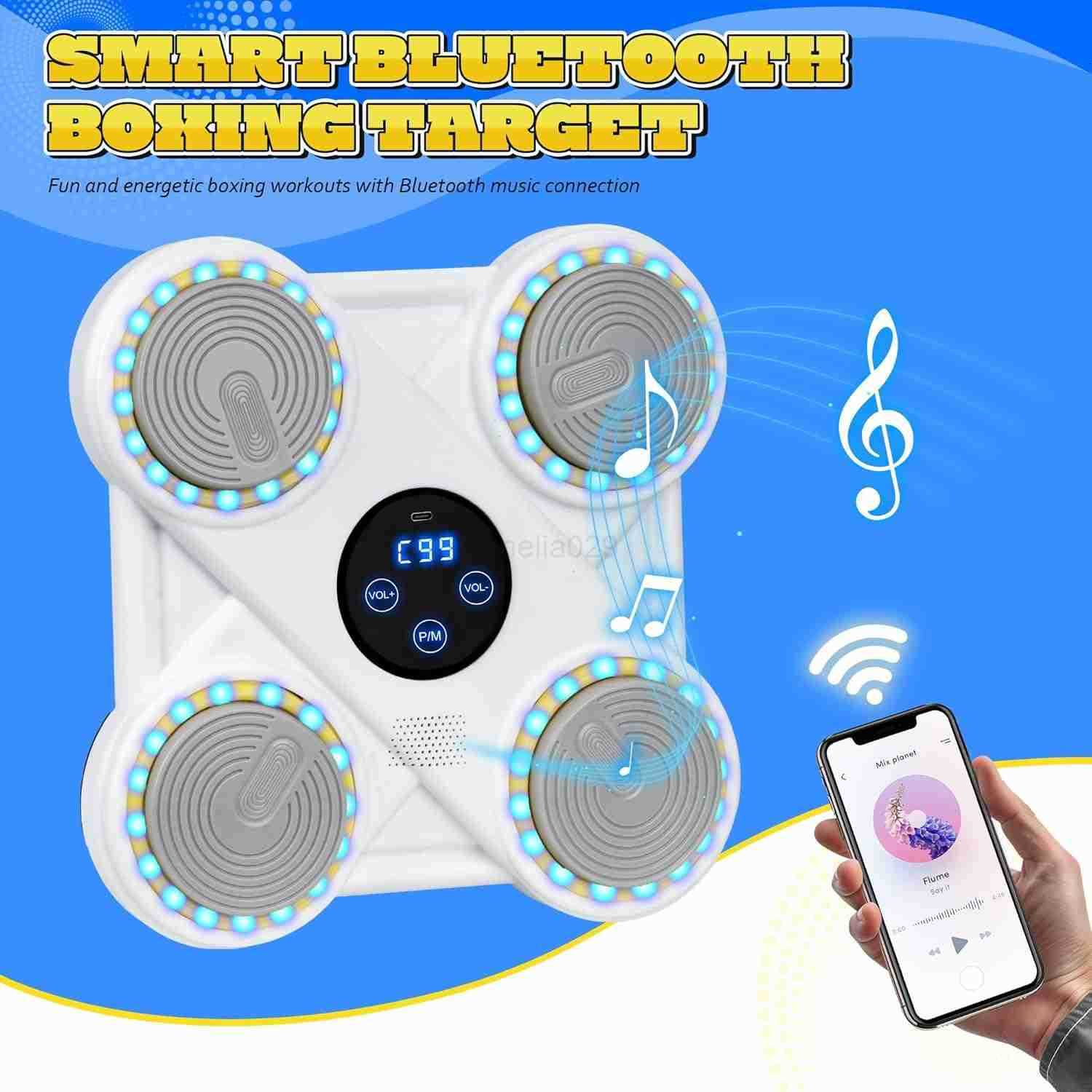 Music Boxing Machine for Kids Wall Mounted Smart Punching Target Toy with Bluetooth LED Lights Music Workout Game Toy with Boxing Gloves for Boys and 
