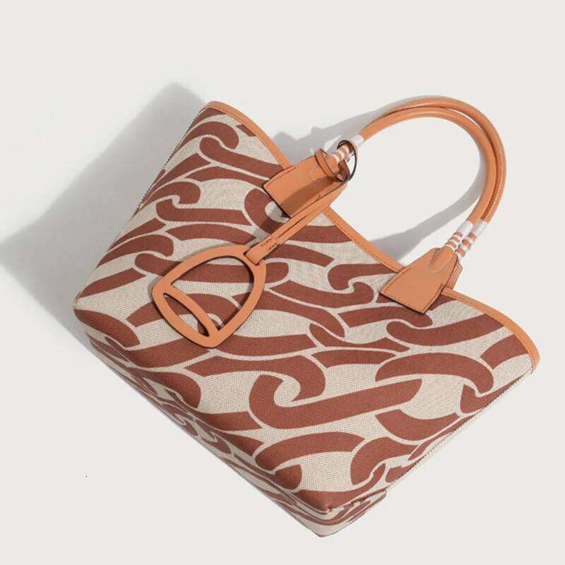 Painted Tote 2025 New Canvas Shopping Ladies Handbag Trend Top Handle Bag For Women Geometric Printed