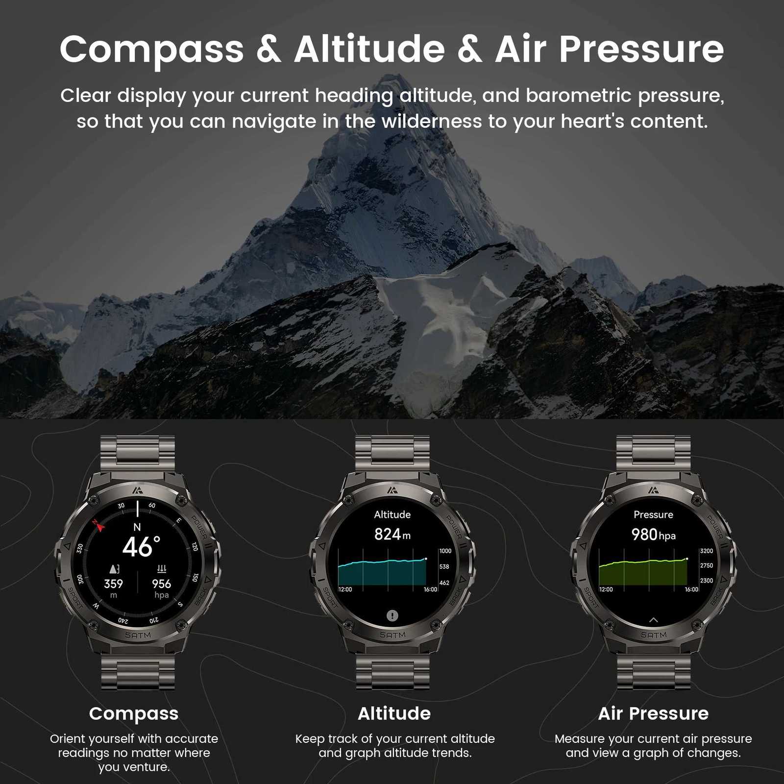 HIDAMEL T3E GPS Smart Watch For Men Compass Altimeter Altitude Stainless Steel Shell 5ATM IP69K Waterproof 470mAh AMOLED WatchesXJ250903