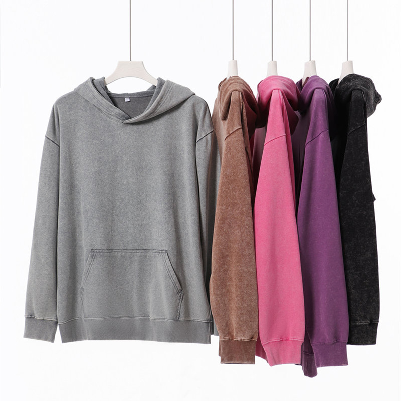 Vintage Washed Oversized Hoodie - Unisex Retro Streetwear Sweatshirt with Kangaroo Pocket Customizable Logo Hoodie & Crewneck with Multiple Colors Hoo