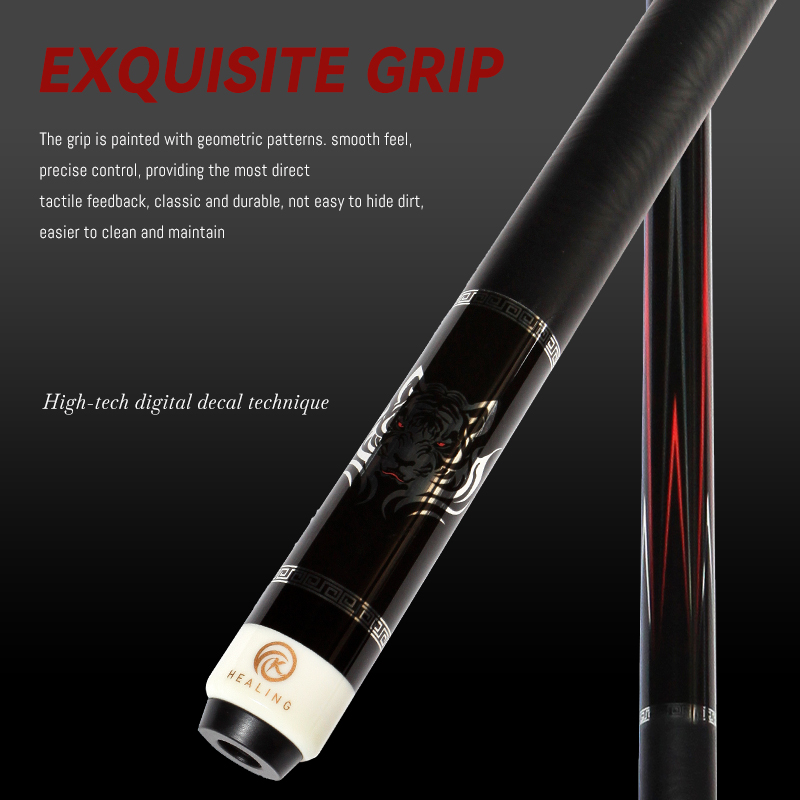 OKHEALING 1/2 Split Pool Cue Carbon Fiber Billiard Cue Stick 11.8mm Tip Radial Pin / 8 Teeth Joint 1474mm/58inch Weight Adjust 19Oz Billiard Stick