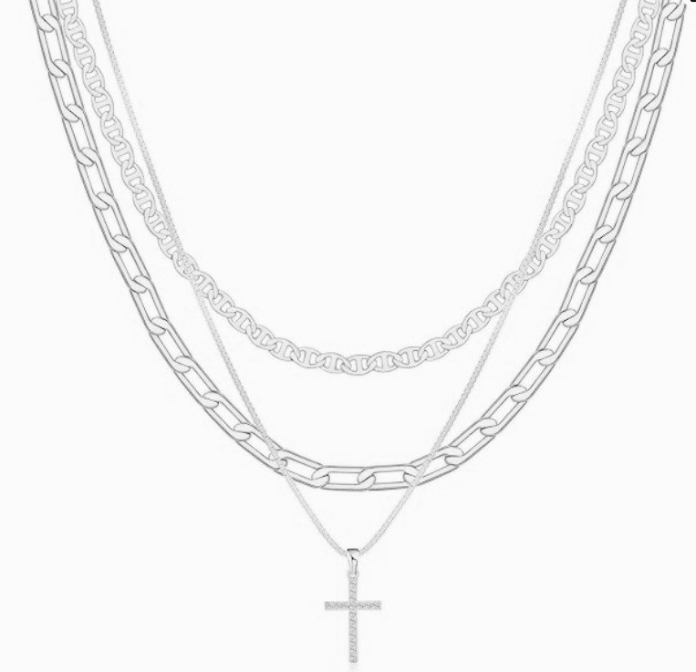 New European and American style Y shaped Cross Copper Necklaces for Women Sideways Cross with Zircon Simple and Versatile Collarbone Jewelry