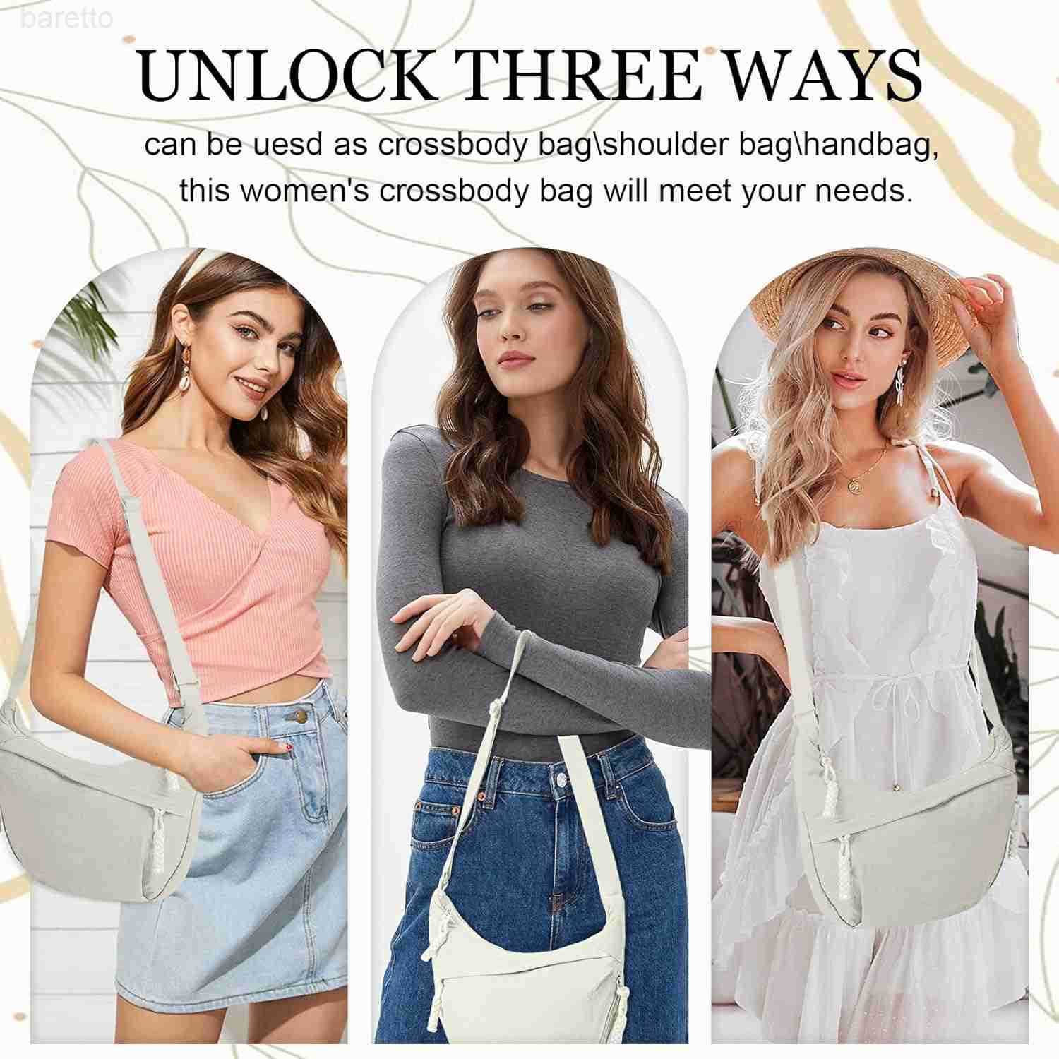 Hobo Bag for Women Men Crescent Crossbody Bag Small Shoulder Nylon Dumpling Bag with Adjustable Strap M250903