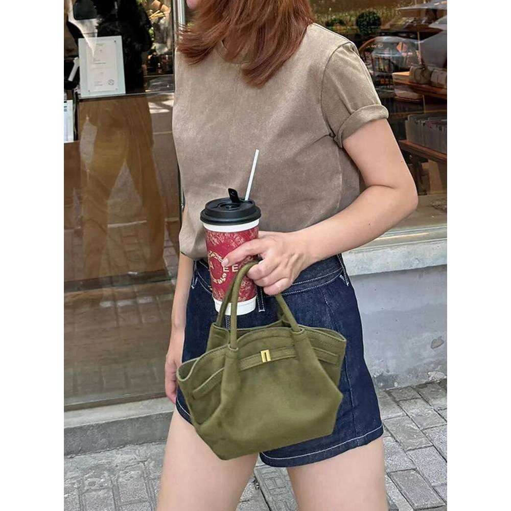 FIRMRANCH 2024 Winter New Belt Buckle Design Matte Suede Fan Shaped Handheld Tote Women's Diagonal Cross Bag Popular Purse Tredy