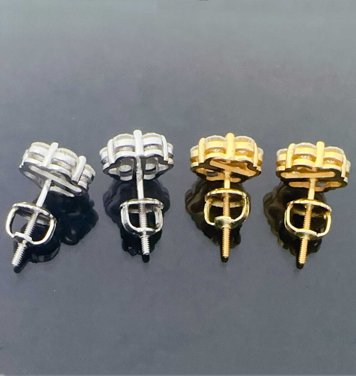 High-end luxury earrings Iced out cluster lab dia screw back sier wer vvs moissanite stud earrings for men women