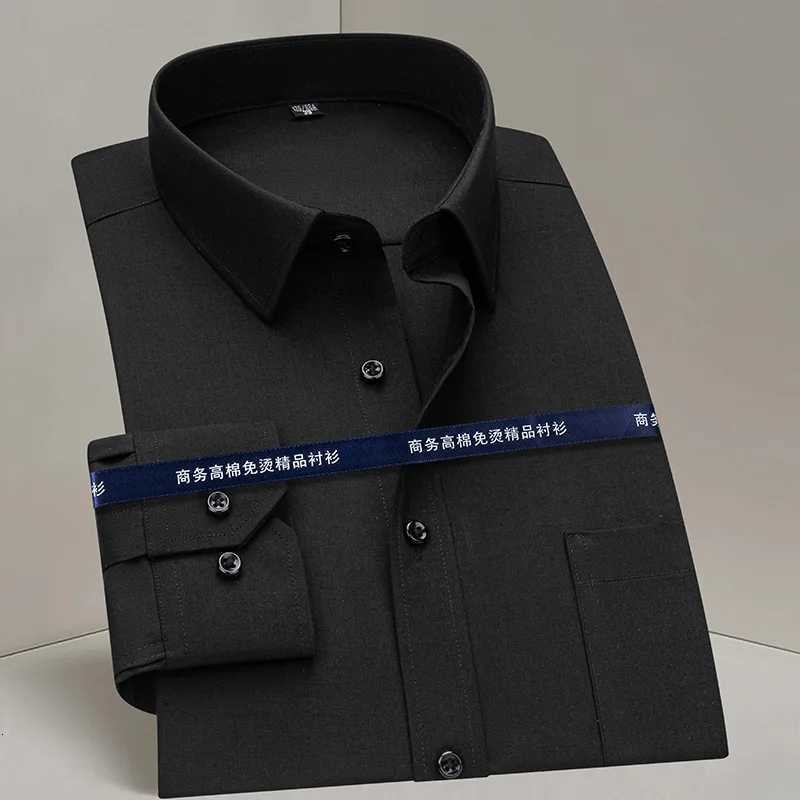 New Men Shirt Long Sleeve Solid Basic Formal Dress Shirts Comfortable Business Social Standardfit Easycare Office White Shirt X250903