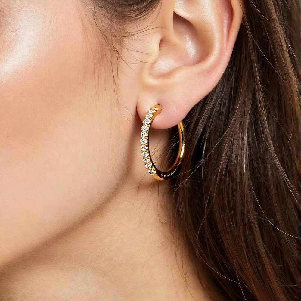 DHpet 2025 Summer 304 Stainless Steel Earrings - INS Style, 18K Gold Color Retention, Titanium Steel Diamond Inlay, Ceramic Ear Pins, SUMMLY Brand for