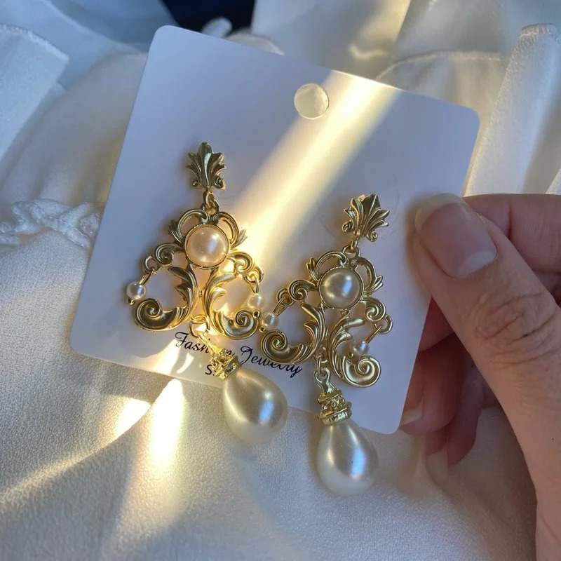 Retro Baroque Bride Earring For Women Euramerican Vintage Pop Pearl Earrings 250902
