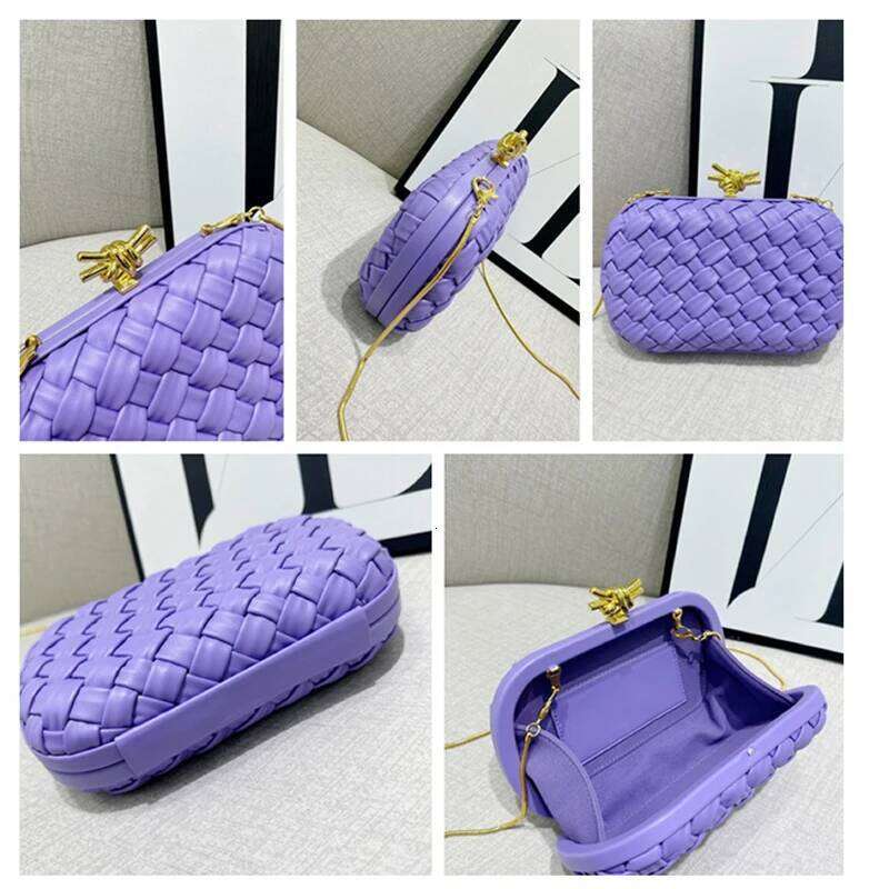 2025 New Fashion Women's Woven Evening Elegant Clutch Purse Faux PU Chain Small Shoulder Crossbody Bag