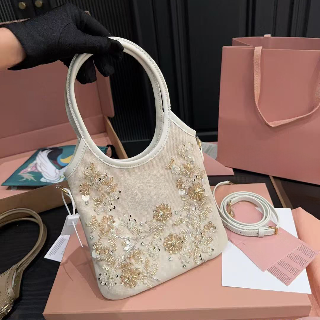 Designer IVY Bag Canvas Leather Bag Shoulder Bags Woman Tote Bag Bucket Bag Handbag Crossbody Bag With Bag Charms